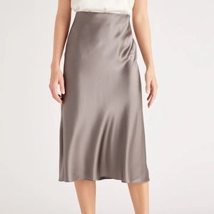 QUINCE grey silk skirt